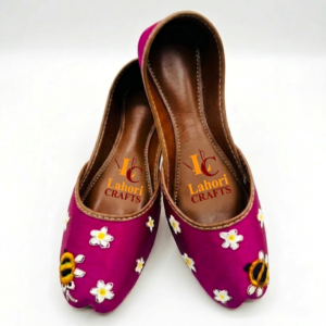 sunflower yellow hand painted khussa – artisan bloom edition